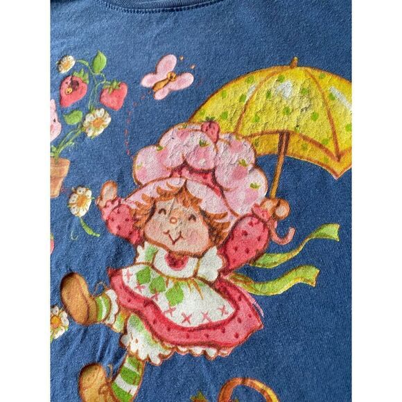 Strawberry Shortcake Brown Cropped Shirt Women’s size Small retro vintage style - Picture 4 of 5